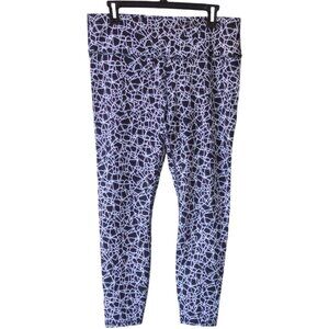 DVF Diane von Furstenberg Target Black White Crackled Cracked Glass Leggings XL